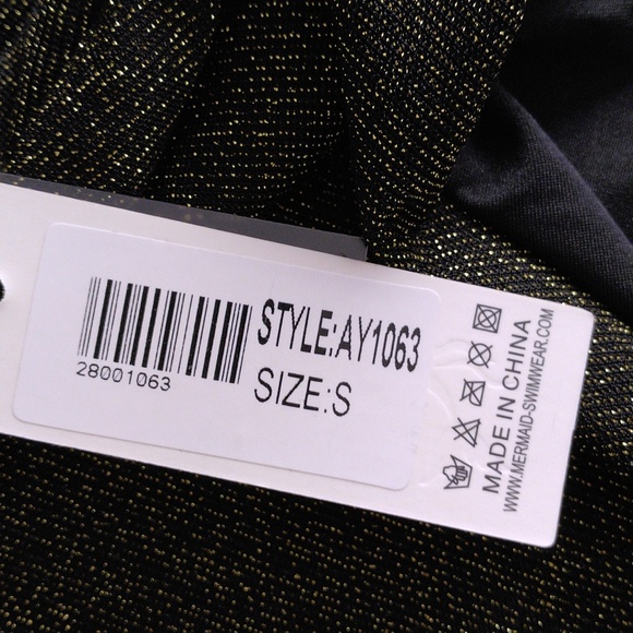 Mermaid Swimwear Size Small High Cut Waist Gold Metallic One Piece Bathing Suit - Picture 6 of 14